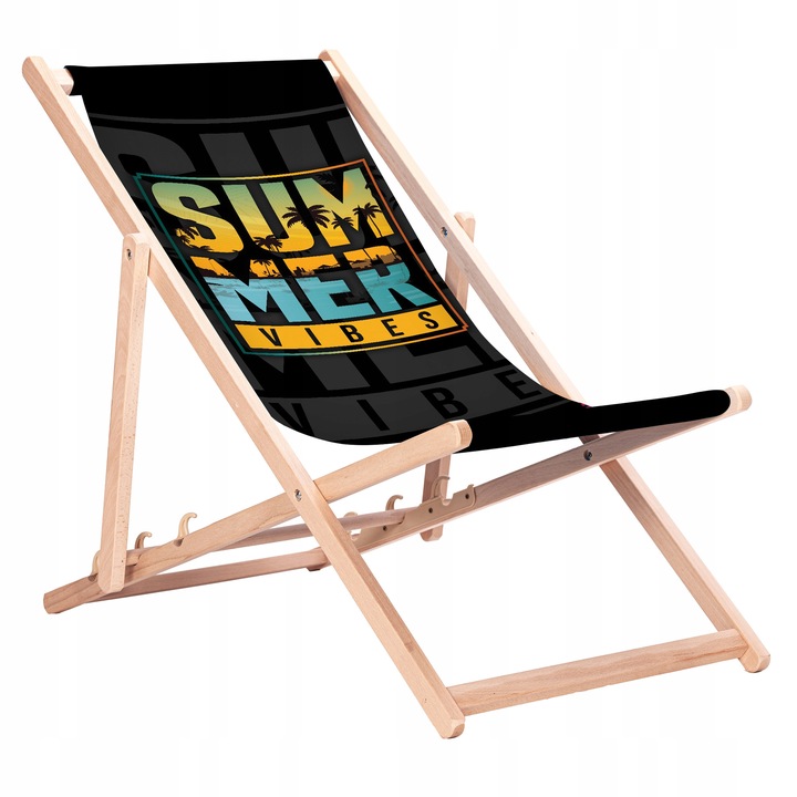 Leżak Drewniany Plażowy z Nadrukami Tukany Bukowe Leżaki KN140