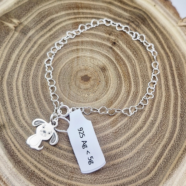 BRANSOLETKA SREBRNA PIESEK PIES SERDUSZKOWA SREBRO 925