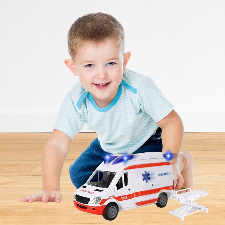 Auto Karetka Pogotowia Ambulans Bus Napęd Dźwięki Otwierane Drzwi z noszami