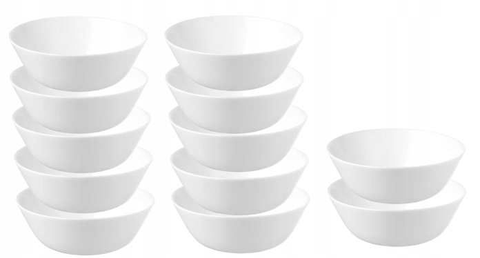 ZESTAW MISECZEK OFTAST 15 cm komplet 12 szt białe szkło hartowane