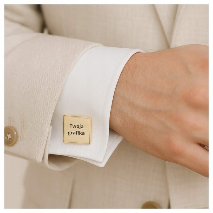 Spinki do mankietów koszuli z własną grafiką tekstem z grawerem na prezent