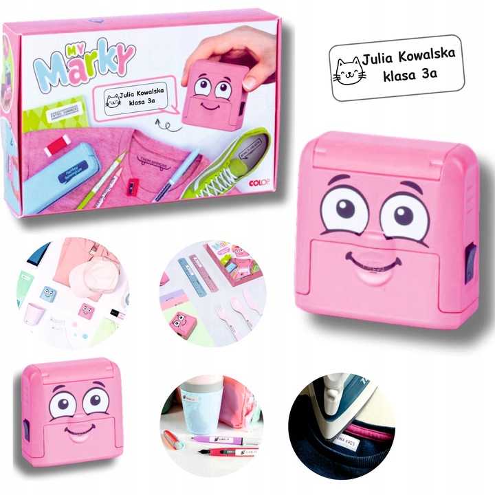 PIECZĄTKA COLOP IMIENNA do znakowania UBRAŃ ODZIEŻY dla DZIECI z IMIENIEM