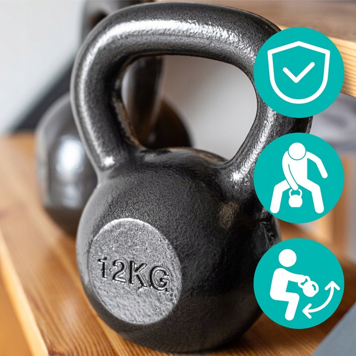 KETTLEBELL ODWAŻNIK DO ĆWICZEŃ KETTLE HANTLA HANTEL ŻELIWNY FITNESS 12KG