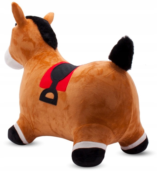 Skoczek pluszowy dla dzieci do skakania Konik brązowy z pompką