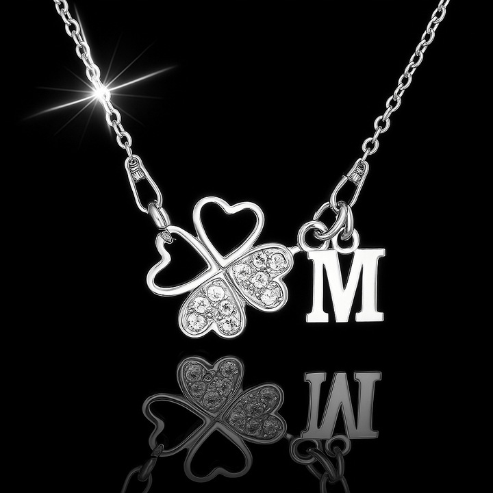 Naszyjnik srebrny z cyrkoniami KONICZYNKA LITERKA łańcuszek srebro 925