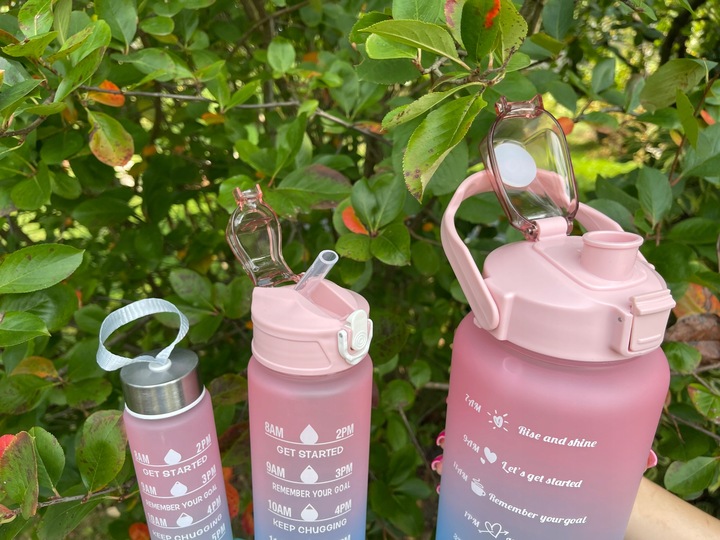 BIDON BUTELKA na WODĘ MOTYWACYJNA Zestaw 3 SZT. SHAKER FITNES 2L 0,7L 0,3L