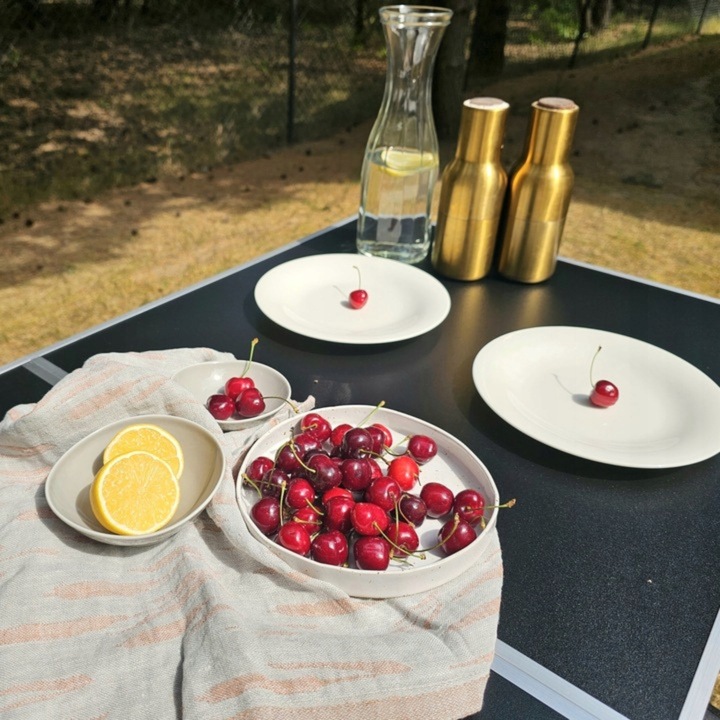 STOLIK STÓŁ TURYSTYCZNY SKŁADANY KEMPINGOWY ZESTAW Z 4 KRZESŁAMI CZARNY