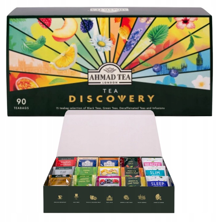 AHMAD Tea Discovery Set 90 torebek 15 smaków czarnych zielonych owoców