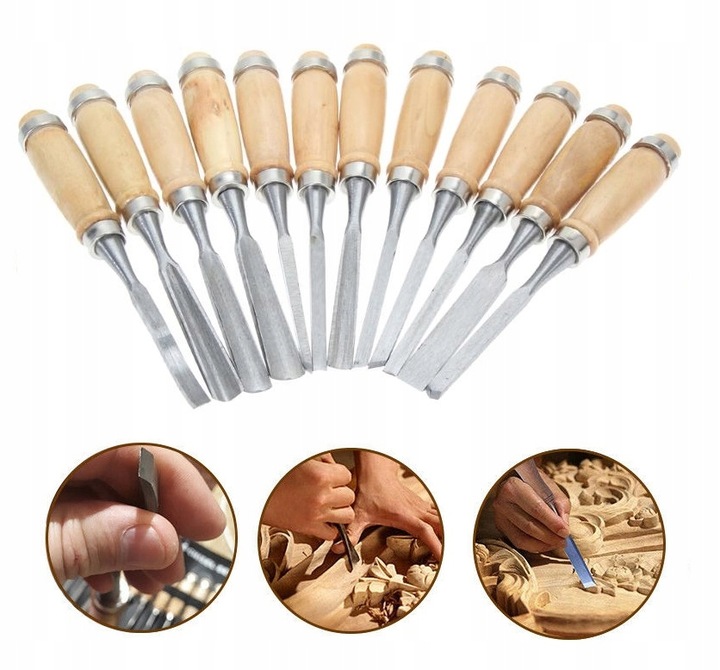 ZESTAW DŁUT DO DREWNA RZEŹBIENIA 12 SZTUK DŁUTA