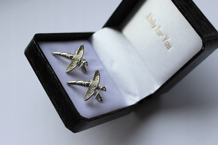 Spinki do mankietów EXC Ptak Bażant Przepiórka dla Myśliwego w Szkatułce