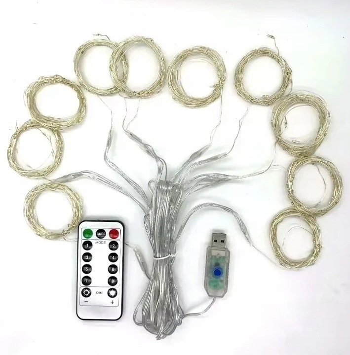 KURTYNA ŚWIETLNA 200 LED 3x2 LAMPKI ŚWIĄTECZNE NA OKNO ŚWIETLNA Z HACZYKAMI