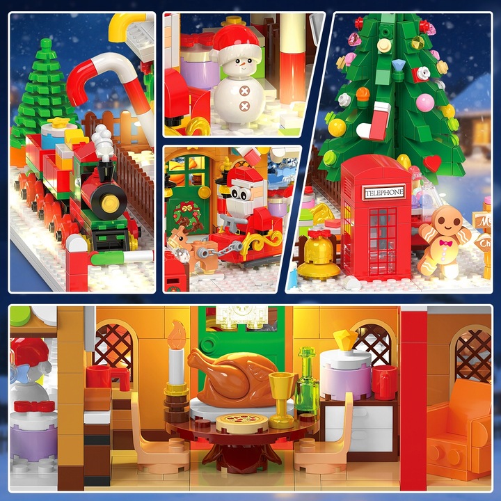 KALENDARZ ADWENTOWY KLOCKI DOMEK Z PIERNIKA CHOINKA MIKOLAJ LED 1763szt 24×