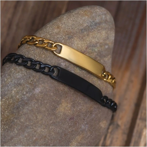 Bransoletki dla par z grawerem pancerka ze stali