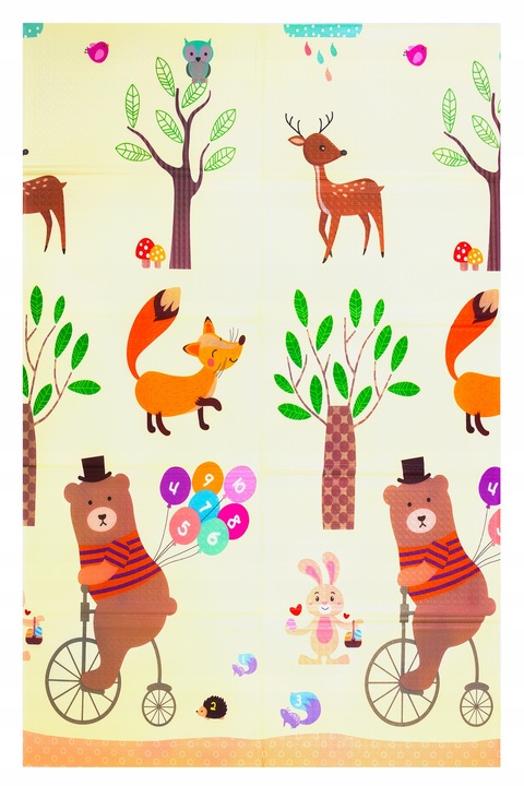 DWUSTRONNA MATA PIANKOWA SKŁADANA DLA DZIECI 180X120 UROCZE ŻYRAFY MIARKA