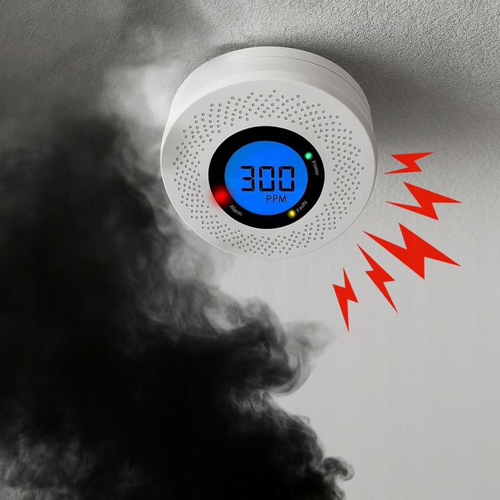 CZUJNIK CZADU DETEKTOR TLENKU WĘGLA CO BEZPRZEWODOWY EKRAN LCD PRO+