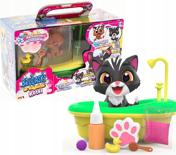 BRUDASKI W KĄPIELI KOTKI ZESTAW ŁAZIENKA BŁOTKO + AKCESORIA EPEE TYTUS