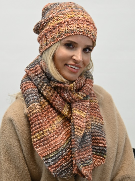 Wełniany Komplet Kobiecy na Zimę Gruby Ciepły Wz4