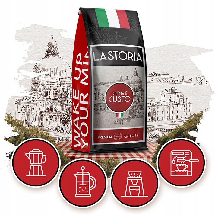 KAWA ZIARNISTA LA STORIA CREMA E GUSTO 1kg ŚWIEŻO PALONA - BLUE ORCA COFFEE