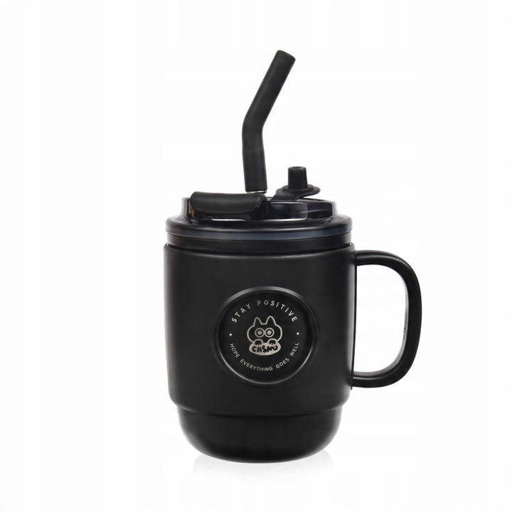 Kubek Termiczny ze Słomką Casno Booker 450 ml Czarny
