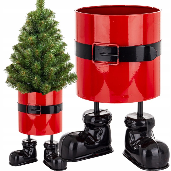 Osłonka Doniczka Świąteczna figurka Mikołaj stojak na choinkę 26 cm