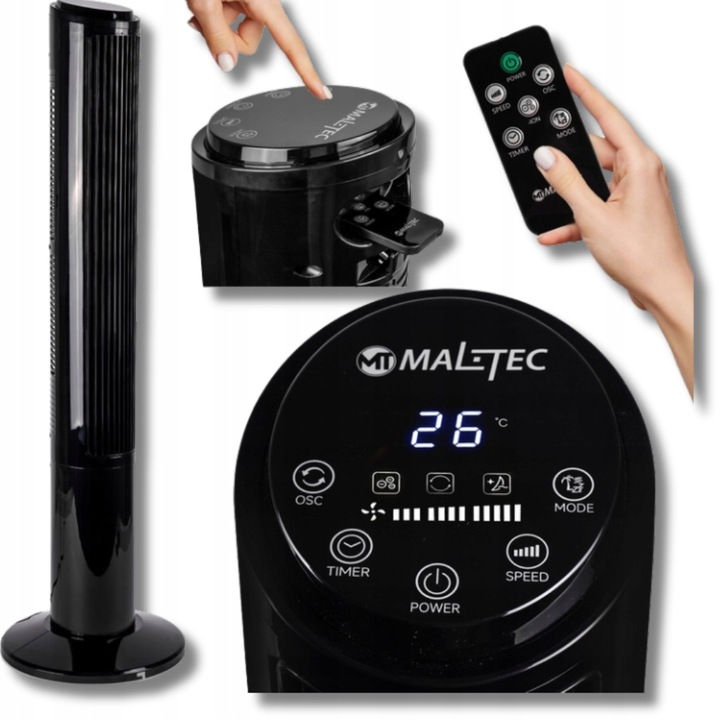 MOCNY wentylator KOLUMNOWY wiatrak podłogowy JONIZACJA OSCYLACJA CICHY