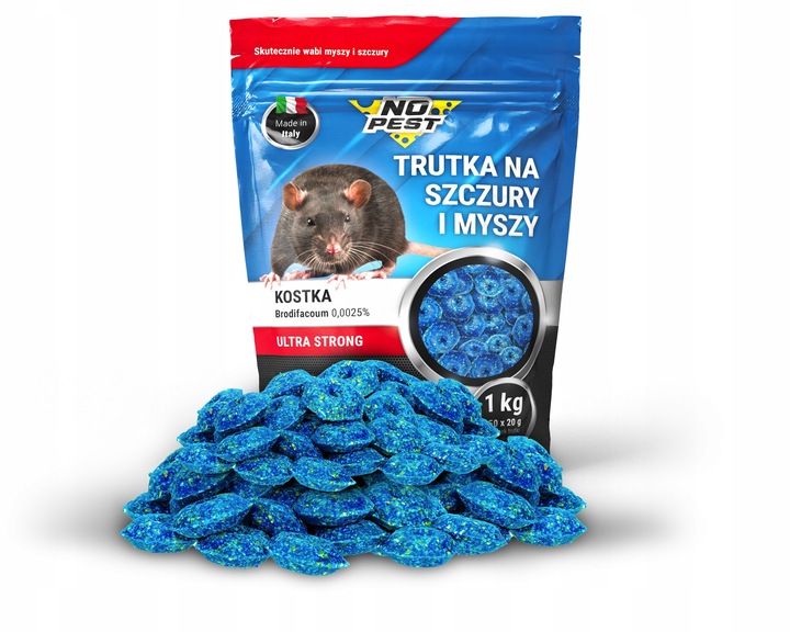ULTRA MOCNA KOSTKA TRUTKA NA SZCZURY I MYSZY NO PEST BRODIFAKUM 1KG