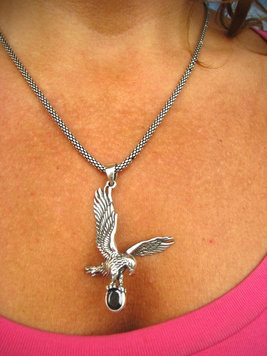 1581 Duży Orzeł Wisior Zawieszka Onyks Orłem Polska Eagle Srebro 925 UNISEX