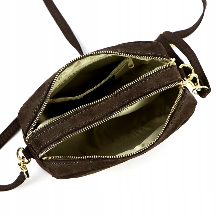 TOREBKA DAMSKA ZAMSZOWA LISTONOSZKA BRĄZOWA CZEKOLADOWA LAURA BIAGGI SKÓRA