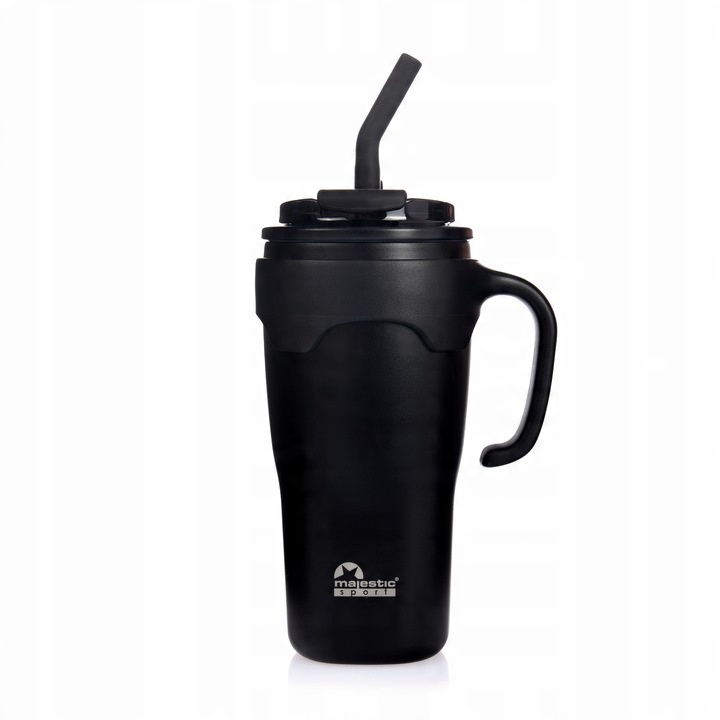 Kubek Termiczny Ze Słomką Majestic Sport Jelly 650 ml Czarny