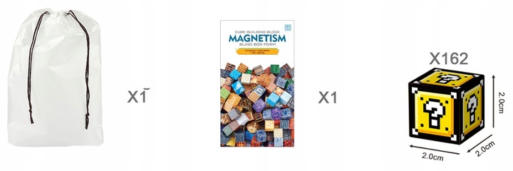 KLOCKI MAGNETYCZNE 2 cm kostki budowlane konstrukcyjne BLOKI SZEŚCIANY 162