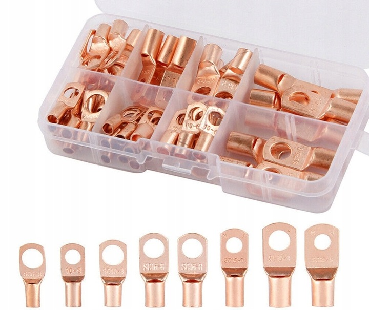 ZESTAW KONEKTORÓW OCZKOWYCH KONEKTOR OCZKOWY NIEIZOLOWANY M6 M8 MIEDŹIANYCH