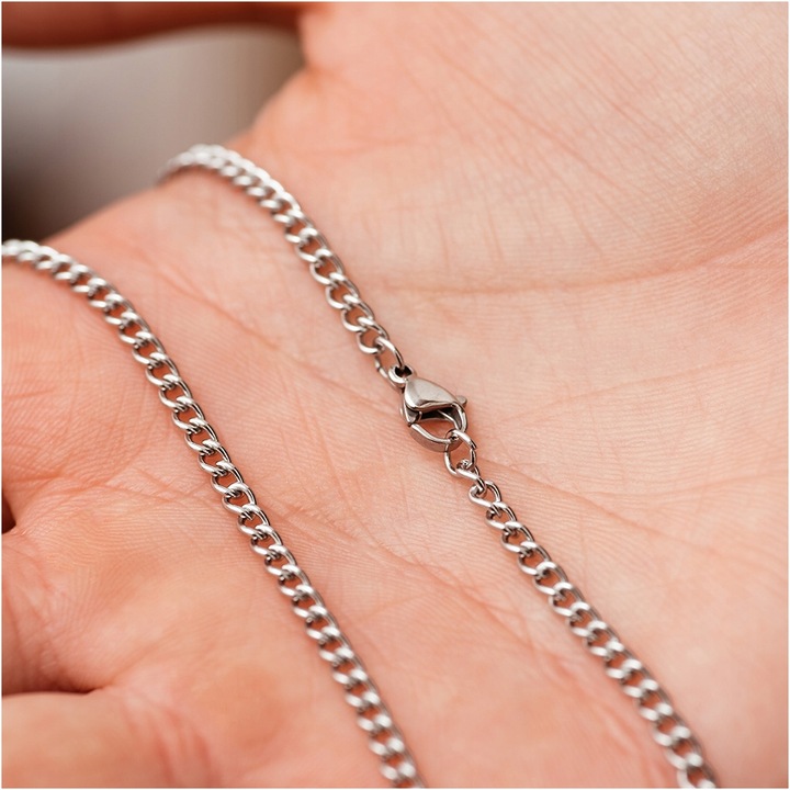 Łańcuszek męski ze stali chirurgicznej 316L srebrny splot Pancerka BLINGART