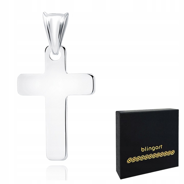 Srebrny krzyżyk męski klasyczny wisiorek rodowany srebro 925 BLINGART