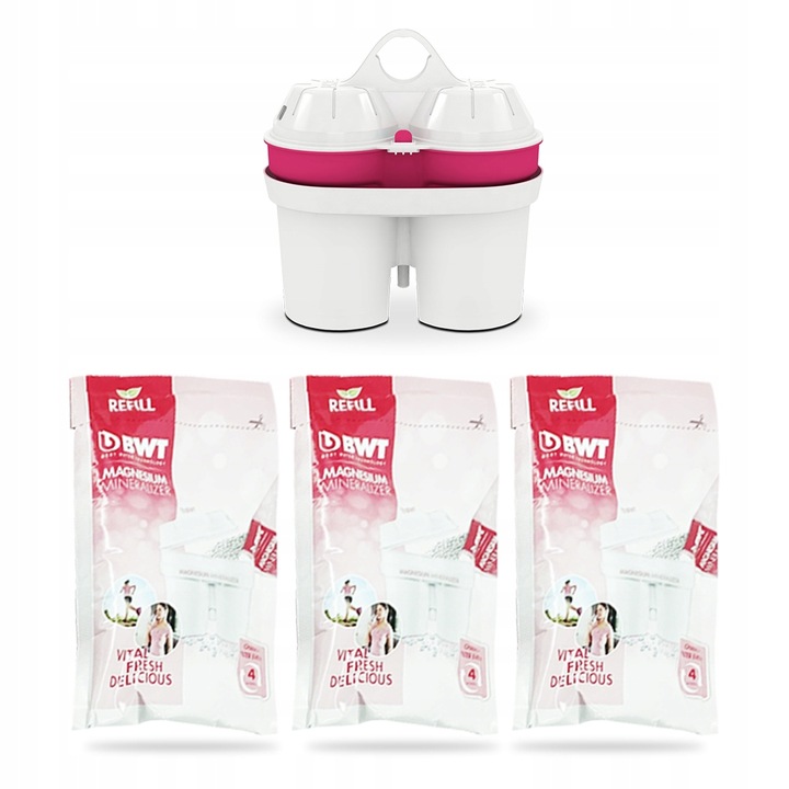 WKŁADY FILTRY Mineralizujące Wodę Magnezem Miękka Woda BWT REFILL Pack 3+1