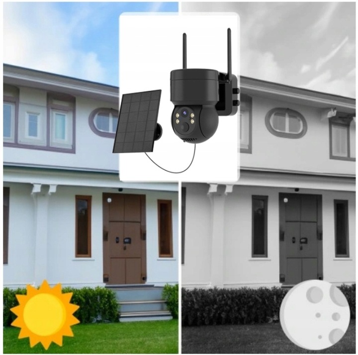 SOLARNA KAMERA WIFI 4MPX SMART ZEWNĘTRZNA OBROTOWA IP BEZPRZEWODOWA ALARM