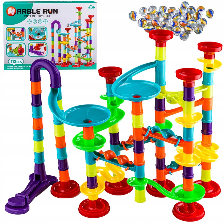 Tor Kulkowy KULODROM ZESTAW 113 el KULKI WYRZUTNIA Zjeżdżalnia dla kulek