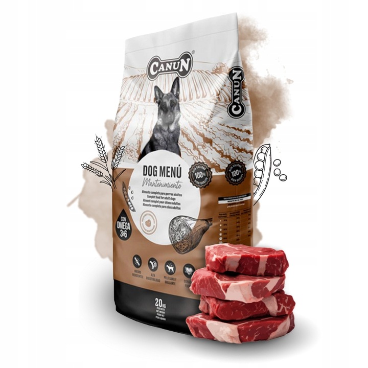 Canun dog menu sucha karma pełnoporcjowa dla psa WOŁOWINA Witaminy 20kg