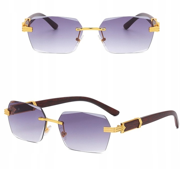 Okulary Przeciwsłoneczne bezramkowe prostokątne Damskie męskie UV400 Brąz