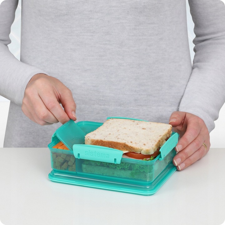 ŚNIADANIÓWKA POJEMNIK lunchbox z Przegródkami snack duo 975ml to-go Sistema