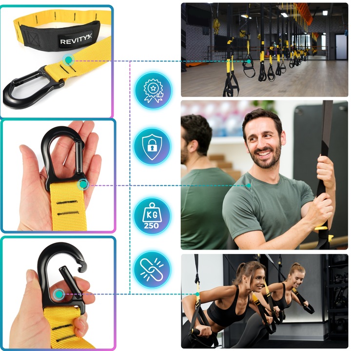 TAŚMY DO ĆWICZEŃ TRX CROSSFIT PASY TRENINGOWE Z AKCESORIAMI WYSOKA JAKOŚĆ