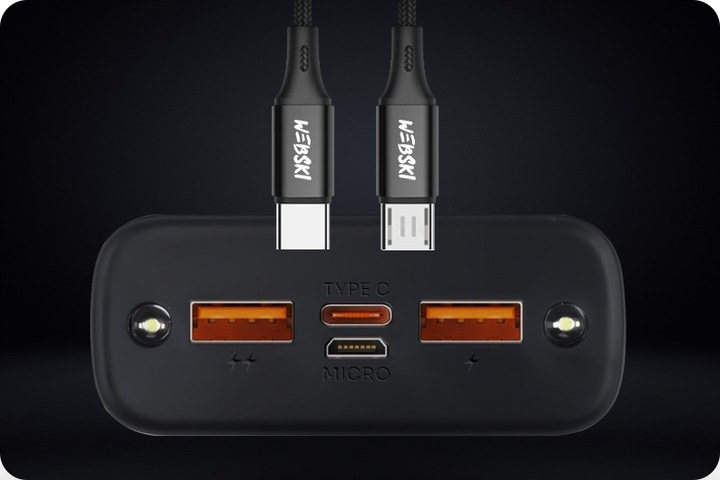 ALUMINIOWY PRZENOŚNY POWER BANK 3X USB 30000 mAh