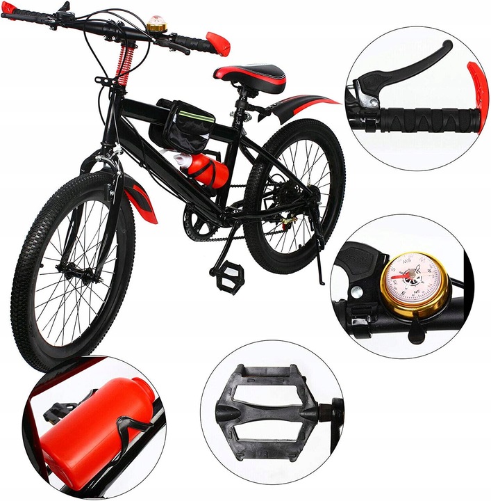 20” 6-biegowy dziecięcy rower górski czerwony.