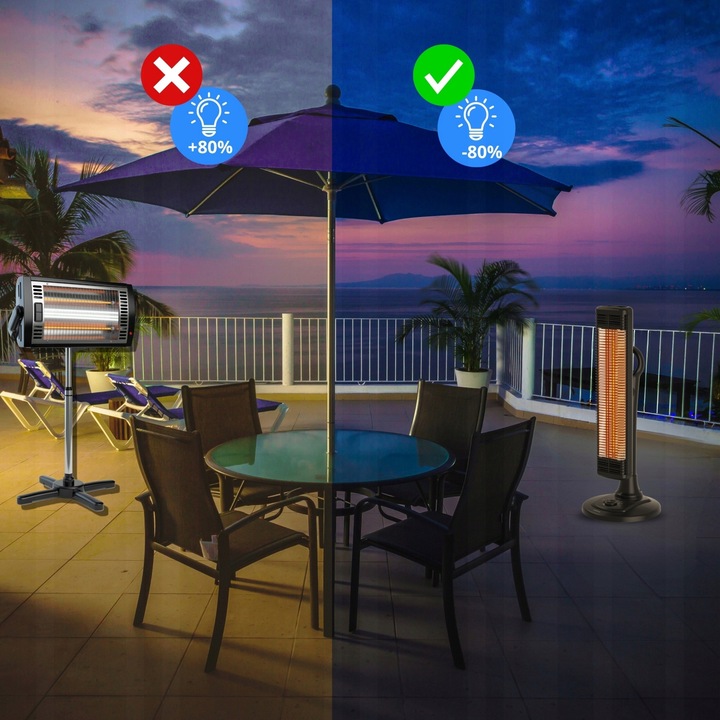 Promiennik Podczerwieni Tarasowy FIX 1000W Oscylacja Pionowy i Poziomy