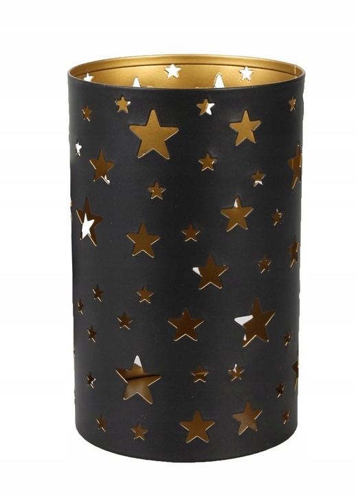 Lampion Świąteczny Gwiazdy Metalowy Czarny Filament Ciepły Biały