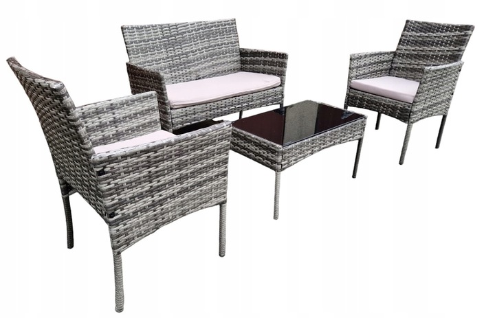 Zestaw Mebli Ogrodowych HDM technorattan Garden szary 4 el. Balkon meble