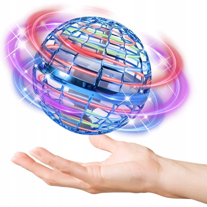 LATAJĄCY DYSK UFO MINI DRON PIŁKA KULA ŚWIECĄCA LED FLYNOVA SPINNER KULA