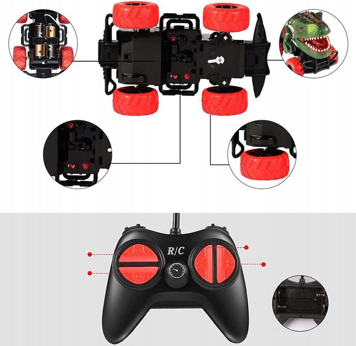 AUTO ZDALNIE STEROWANE SAMOCHÓD DINOZAUR RC LED