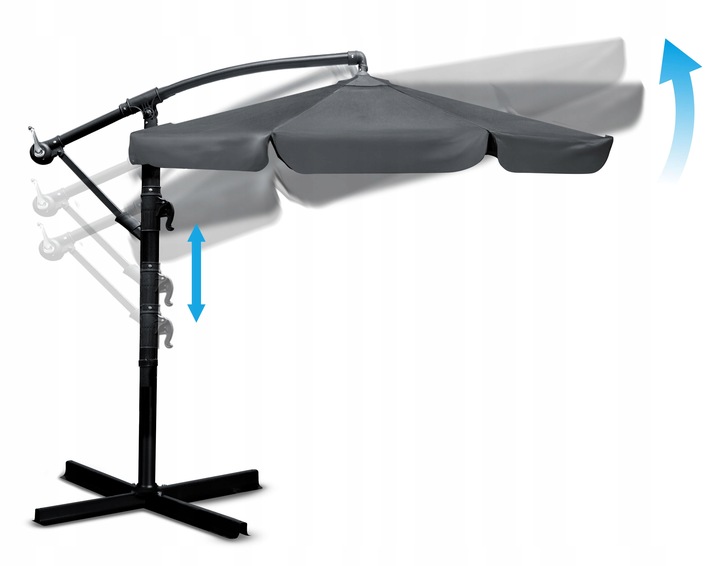 Parasol ogrodowy duży składany z wysięgnikiem pokrowiec 8 segmentów Ø 350cm