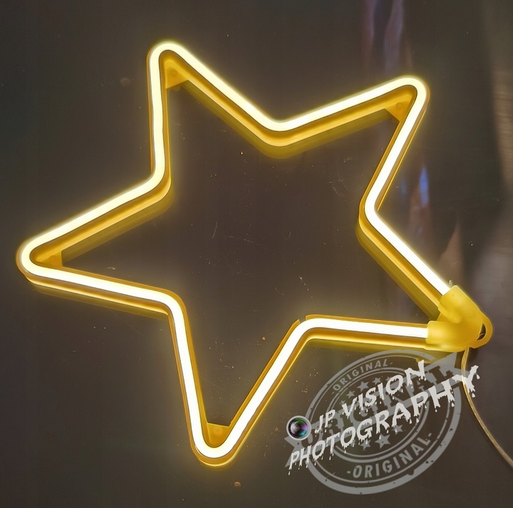 OZDOBA ŚWIĄTECZNA GWIAZDA NEON LED okno CIEPŁO BIAŁA WEWNĘTRZNA ZEWNĘTRZNA