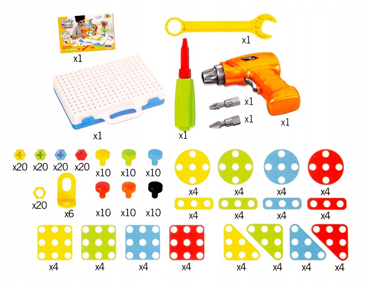 KREATYWNE PUZZLE KLOCKI KONSTRUKCYJNE 3D WKRĘTARKA WALIZKA 237 elem.
